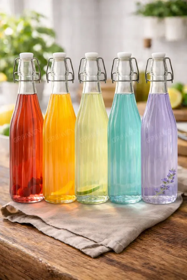 GR8INDIA_,_Pack_of_6,_Clear_Borosilicate_Glass_Water_Bottle_with_Swing-Top_Lid,_Ribbed_Fridge_bottle_500_ml_Glass_Bottle_
