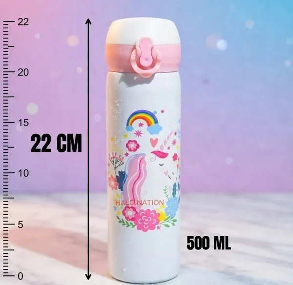 HALO_NATION_Cute_Water_Bottle_for_Kids_500ml_–Stainless_Steel_Insulated_Bottle_500_ML_500_ml_Stainless_Steel_Bottle_(Pack_of_1,_Pink)