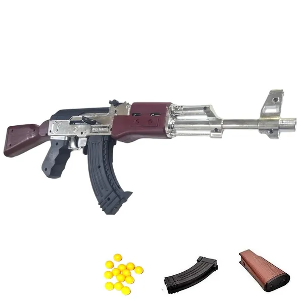 Silver_AK47_Bullet_Blaster_Toy_|100_BBs_For_Kids