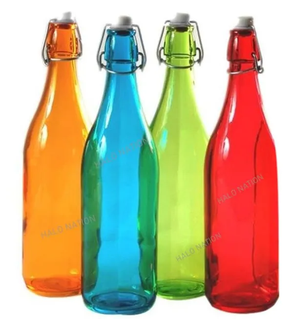 Pack_Of_4_Flip_Top_Glass_Water_Bottle_Leak_Proof_Cap_Multicolor