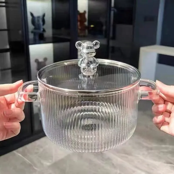 Set_of_2_|_Borosilicate_Glass_Casserole_Cooking_Pot_cum_Serving_Bowl_with_Cute_Teddy_Lid_-_1600_ML_&_1200M_L_FLUTED_SERVING_BOWL