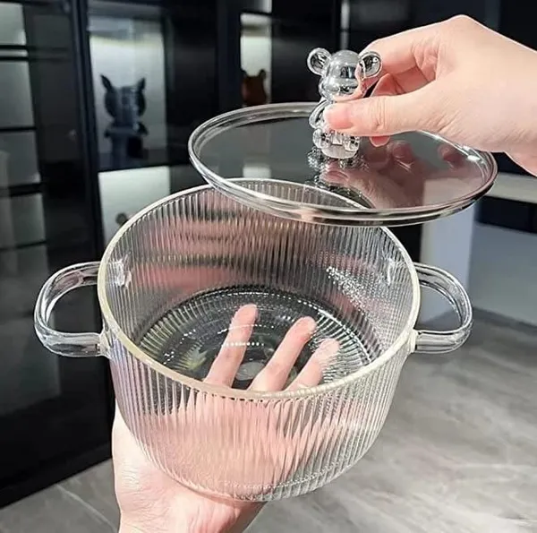 Set_of_2_|_Borosilicate_Glass_Casserole_Cooking_Pot_cum_Serving_Bowl_with_Cute_Teddy_Lid_-_1600_ML_&_1200M_L_FLUTED_SERVING_BOWL