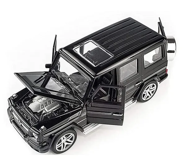 HALO_NATION®_Alloy_Die-Cast_Metal_1:32_Scale_Metal_DieCast_MERC_G-63_Die-Cast_with_6_Openable_Doors_and_Pull_Back_Action_Light_Sound_Jeep_AMG,_Big_G_G63_Alloy_Off-Road_Vehicle_Klesa_Jeep_-_Black