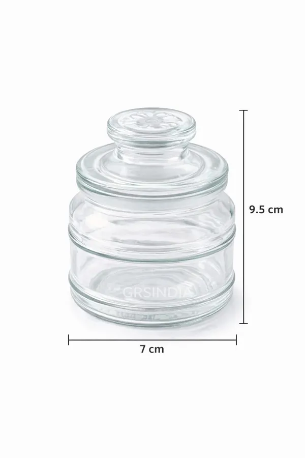 GR8INDIA®_Glass_Storage_Jar_Set_of_6_|_200ml_Airtight_Transparent_Canisters_with_Lid_|_Spice,_Sugar,_Coffee,_Jam,_Honey_&_Pickle_Jar_|_BPA_Free_Premium_Glass