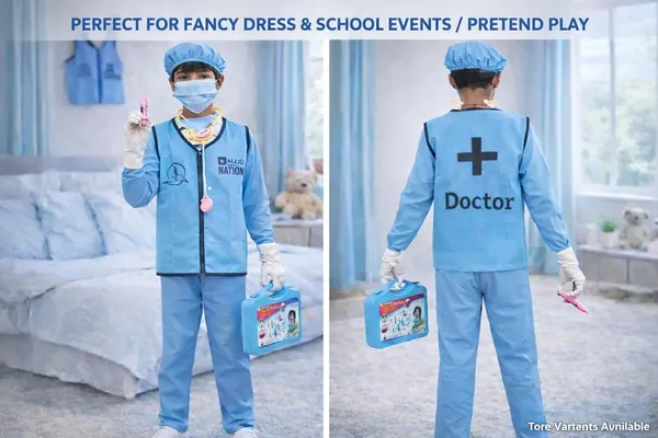 HALO_NATION_®_Doctor_Pretend_Play_Kit_for_Kids_with_Wearable_Doctor_Jacket_|_Dentist_Doll_Playset_with_Chair,_Sink_&_Tools_|_Fancy_Dress_Costume_for_School_Events_|_Ages_3�12