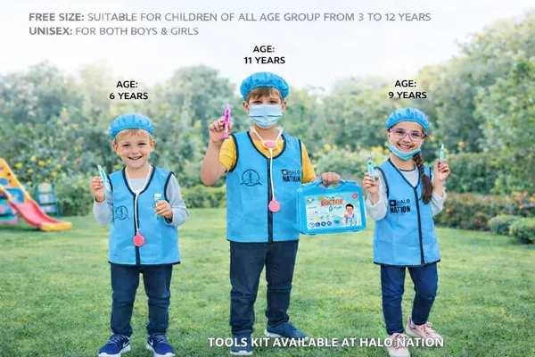 HALO_NATION_®_Doctor_Pretend_Play_Kit_for_Kids_with_Wearable_Doctor_Jacket_|_Dentist_Doll_Playset_with_Chair,_Sink_&_Tools_|_Fancy_Dress_Costume_for_School_Events_|_Ages_3�12