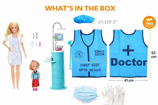 HALO_NATION_®_Doctor_Pretend_Play_Kit_for_Kids_with_Wearable_Doctor_Jacket_|_Dentist_Doll_Playset_with_Chair,_Sink_&_Tools_|_Fancy_Dress_Costume_for_School_Events_|_Ages_3�12