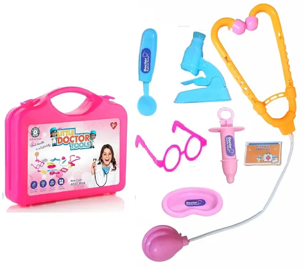 HALONATION_®_Doctor_Pretend_Play_Kit_for_Kids_|_Dress-Up_Jacket,_Cap,_Mask,_Gloves_and_Foldable_Suitcase_Tool_kit_with_7_Pretend_Tools,_(3�12_Yrs)