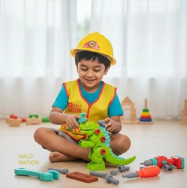 HALO_NATION_Engineering_Dress_DIY_Tools_Toy_&_Hat_With_Take_a_Part_Dinosaur_Toy_()
