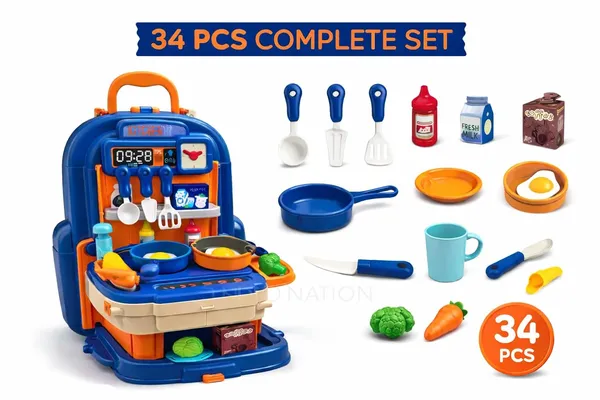 HALO_NATION®_Kids_Backpack_Kitchen_Toy_Set_|_34_Pcs_|_Functional_Water_Tap_Playset_(3+)