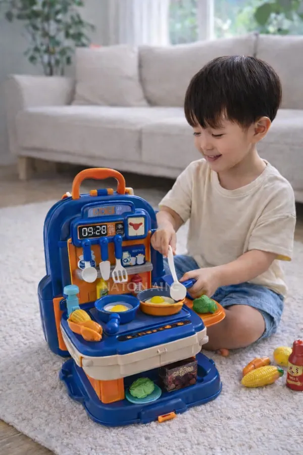 HALO_NATION®_Kids_Backpack_Kitchen_Toy_Set_|_34_Pcs_|_Functional_Water_Tap_Playset_(3+)