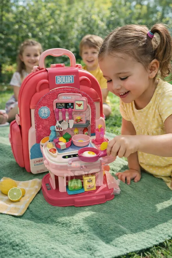 HALO_NATION®_Kids_Portable_Kitchen_Toy_Backpack_with_Real_Water_Tap_|_34_Pcs_Play_Set_(3+)