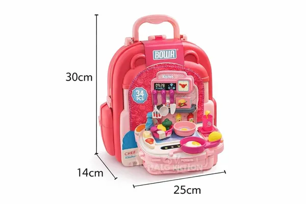 HALO_NATION®_Kids_Portable_Kitchen_Toy_Backpack_with_Real_Water_Tap_|_34_Pcs_Play_Set_(3+)