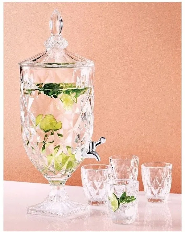 HALO_NATION_Glass_tank_with_Lid_&_tap_Mason_Jar_Beverage_Drink_Dispenser_Cocktail_Pitcher_Bottom_Loading_Water_Dispenser_()