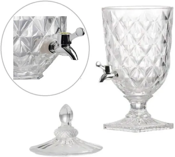HALO_NATION_Glass_tank_with_Lid_&_tap_Mason_Jar_Beverage_Drink_Dispenser_Cocktail_Pitcher_Bottom_Loading_Water_Dispenser_()
