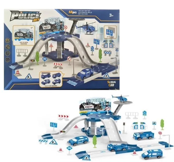 Multicolor_Police_Track_Toy_City_Police_Office_Watch_Tower_Parking_Lot_Police_Station_Set