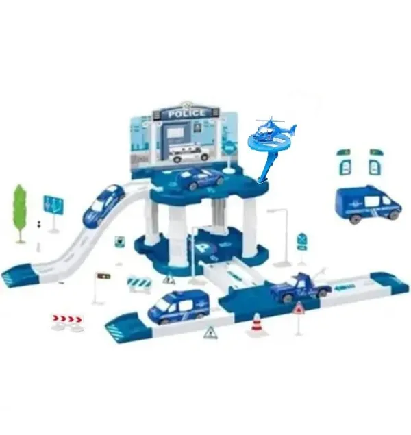 Multicolor_Police_Track_Toy_City_Police_Office_Watch_Tower_Parking_Lot_Police_Station_Set