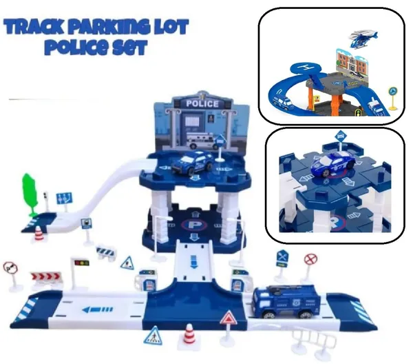 Multicolor_Police_Track_Toy_City_Police_Office_Watch_Tower_Parking_Lot_Police_Station_Set