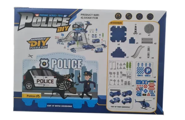 Multicolor_Police_Track_Toy_City_Police_Office_Watch_Tower_Parking_Lot_Police_Station_Set