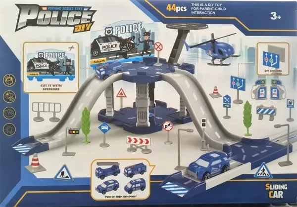 Multicolor_Police_Track_Toy_City_Police_Office_Watch_Tower_Parking_Lot_Police_Station_Set
