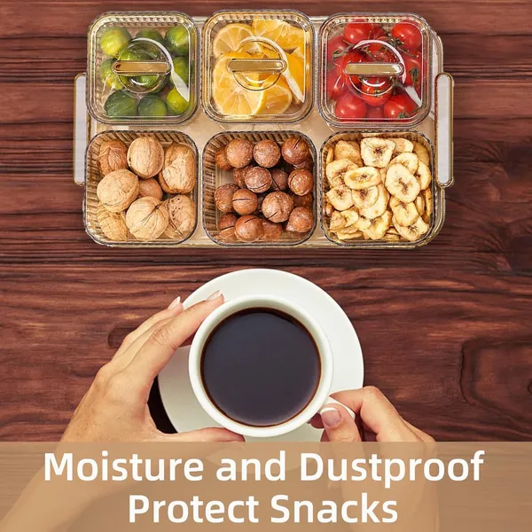 GR8INDIA®_Snacks_Serving_Tray_Set,_6_Serving_Bowls_with_Lids_-_Divided_Serving_Dishes_Snack_Bowls_for_Dry_Fruits,_Namkeen,_Candy,_Condiments_|_Food_Grade_Plastic_Bowls_Over_Metal_Wire_Tray_PTY12
