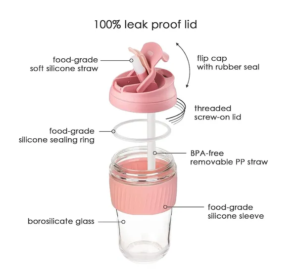 Green_Dual_Lid_Reusable_Portable_Leak_Proof_Coffee_Cup_With_Straw_&_Airtight_Lid_High_Temperature_Resistance_Glass_Sipper_With_Silicone_Sleeve_Bpa_Free_Car_Travel_Mason_Jar_350_ML