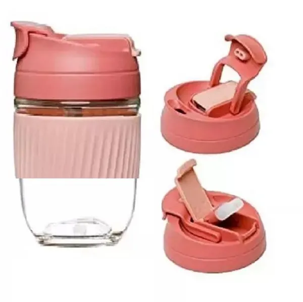 Pink_Dual_Lid_Reusable_Portable_Leak_Proof_Coffee_Cup_With_Straw_&_Airtight_Lid_High_Temperature_Resistance_Glass_Sipper_With_Silicone_Sleeve_Bpa_Free_Car_Travel_Mason_Jar_350_ML