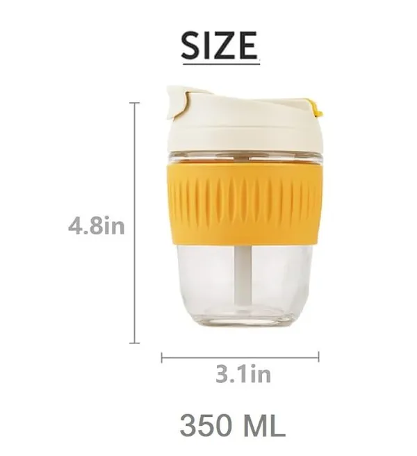 Yellow_Dual_Lid_Reusable_Portable_Leak_Proof_Coffee_Cup_With_Straw_&_Airtight_Lid_High_Temperature_Resistance_Glass_Sipper_With_Silicone_Sleeve_Bpa_Free_Car_Travel_Mason_Jar_350_ML