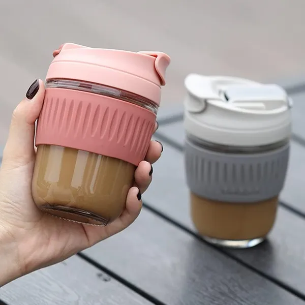 Yellow_Dual_Lid_Reusable_Portable_Leak_Proof_Coffee_Cup_With_Straw_&_Airtight_Lid_High_Temperature_Resistance_Glass_Sipper_With_Silicone_Sleeve_Bpa_Free_Car_Travel_Mason_Jar_350_ML
