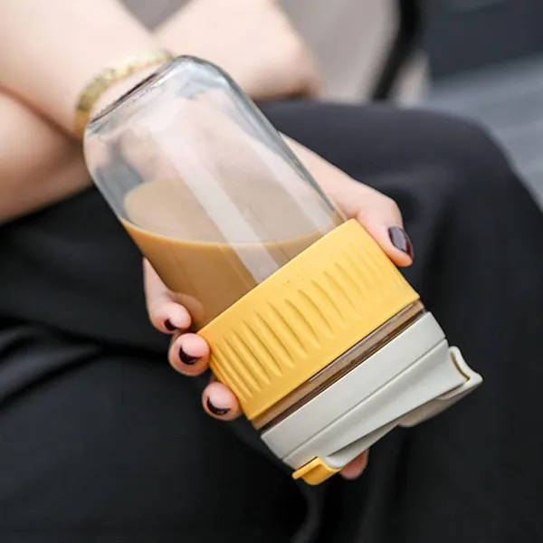 Yellow_Dual_Lid_Reusable_Portable_Leak_Proof_Coffee_Cup_With_Straw_&_Airtight_Lid_High_Temperature_Resistance_Glass_Sipper_With_Silicone_Sleeve_Bpa_Free_Car_Travel_Mason_Jar_350_ML