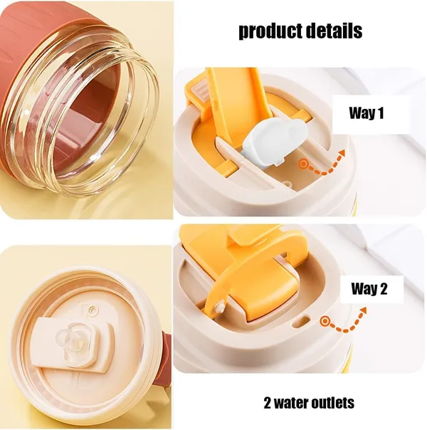 Yellow_Dual_Lid_Reusable_Portable_Leak_Proof_Coffee_Cup_With_Straw_&_Airtight_Lid_High_Temperature_Resistance_Glass_Sipper_With_Silicone_Sleeve_Bpa_Free_Car_Travel_Mason_Jar_350_ML