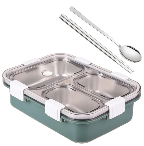 Green_Leak_Proof_Tiffin_3_Compartment_Stainless_Steel_Lunch_Box_With_Steel_Cutlery_750ML