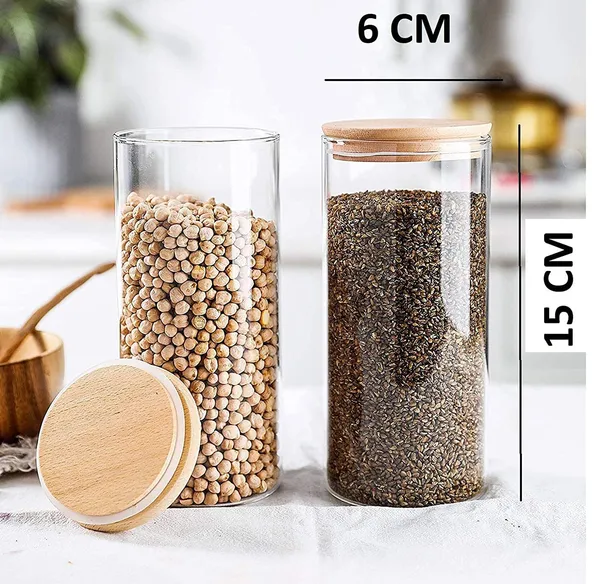 500ml_Pack_Of_3_Glass_Jars_With_Bamboo_Wood_Airtight_Lids_Tea_Container_Kitchen_Storage_Jar_With_Bamboo_Shelf_Kitchen_Canister_Set