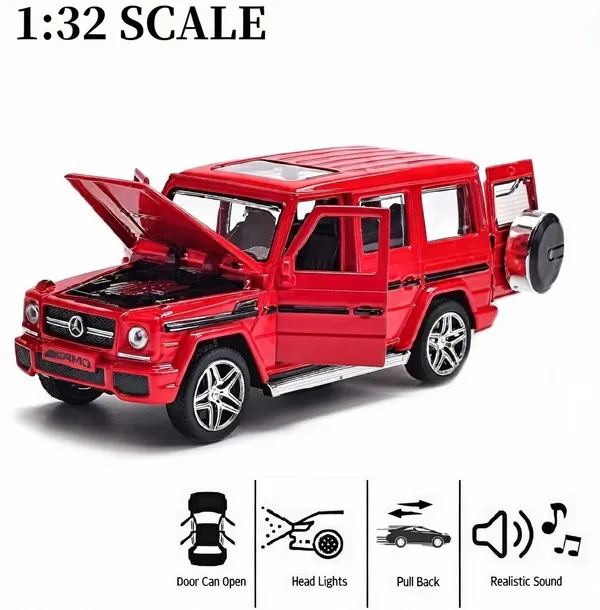 HALO_NATION®_Alloy_Die-Cast_Metal_1:32_Scale_Metal_DieCast_MERC_G-63_Die-Cast_with_6_Openable_Doors_and_Pull_Back_Action_Light_Sound_Jeep_AMG,_Big_G_G63_Alloy_Off-Road_Vehicle_Klesa_Jeep_-_Red