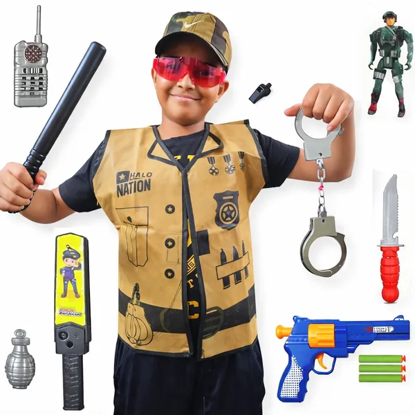 HALO_NATION®Police_Dress_costume_with_tools_|_Simulation_Policemen_Role_Play_Kit_,_Special_Force_Set_,_Police_Dress_Playset_(Police_Set_-_15_Pcs)