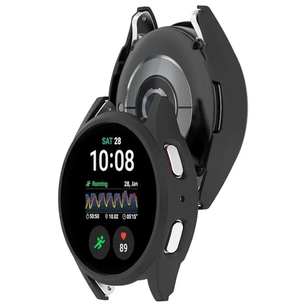 Black_Samsung_Galaxy_Watch_7_44Mm_Half_Pack_Hollow_Pc_Watch_Protective_Case