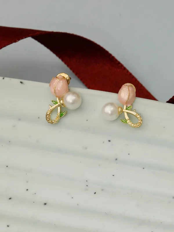 Gold_&_White_&_Pink_Alloy,_Stainless_Steel_&_Resin_Premium_&_Elegant_Earrings_For_Women_&_Girls_(Set_Of_2)