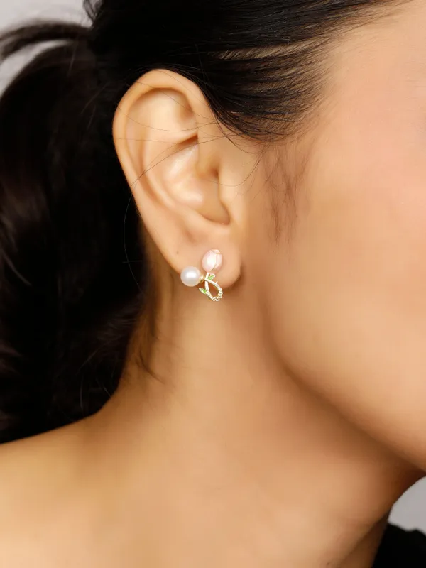 Gold_&_White_&_Pink_Alloy,_Stainless_Steel_&_Resin_Premium_&_Elegant_Earrings_For_Women_&_Girls_(Set_Of_2)