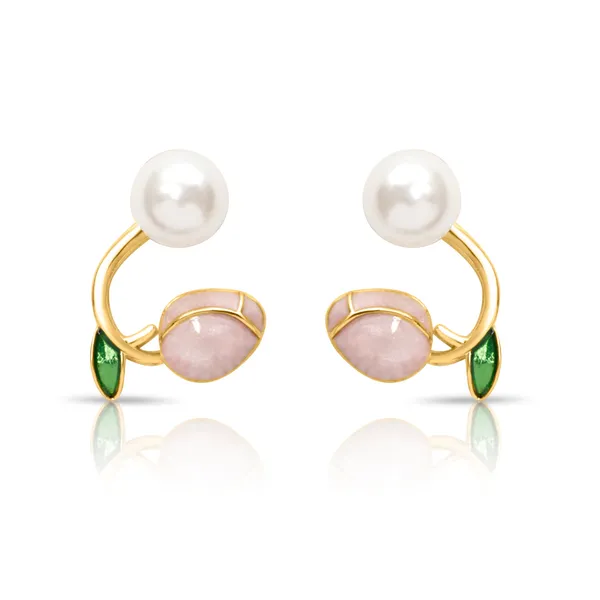 Gold_&_White_&_Pink_Alloy,_Stainless_Steel_&_Resin_Premium_&_Elegant_Earrings_For_Women_&_Girls_(Set_Of_2)