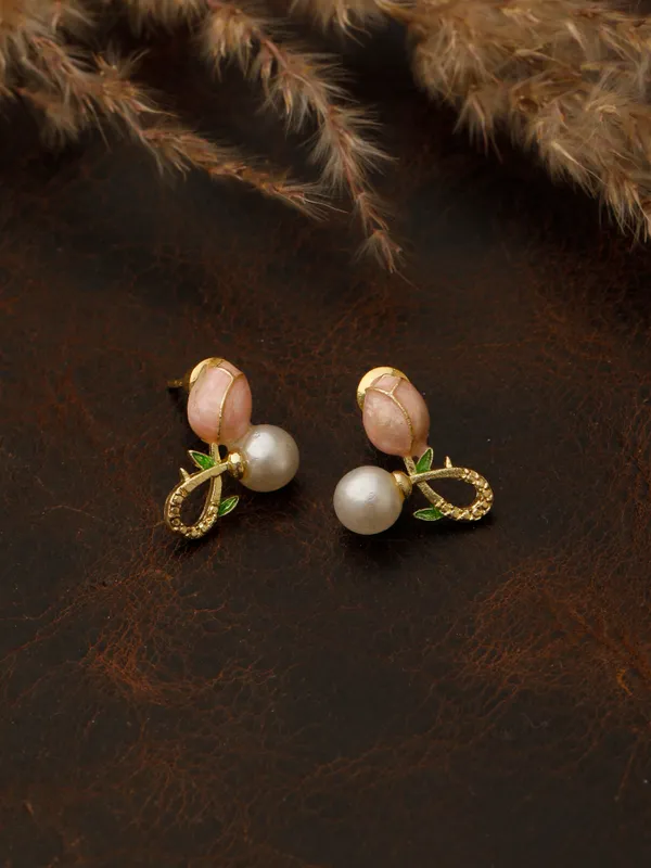 Gold_&_White_&_Pink_Alloy,_Stainless_Steel_&_Resin_Premium_&_Elegant_Earrings_For_Women_&_Girls_(Set_Of_2)