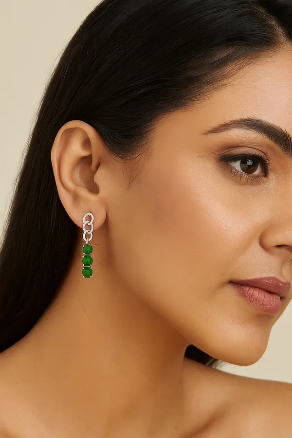 Demifine_Jewellery_Green_&_White_Stainless_Steel_Premium_&_Elegant_Earrings_For_Women_&_Girls_(Set_Of_2)