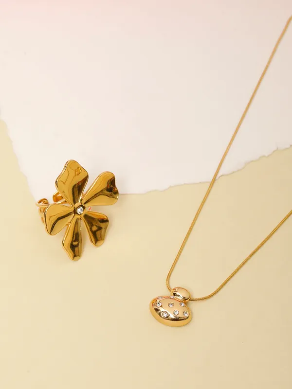 Demifine_Jewellery_Gold_Alloy_Premium_&_Elegant_Pendant_&_Rings_For_Women_&_Girls_(Set_Of_2)