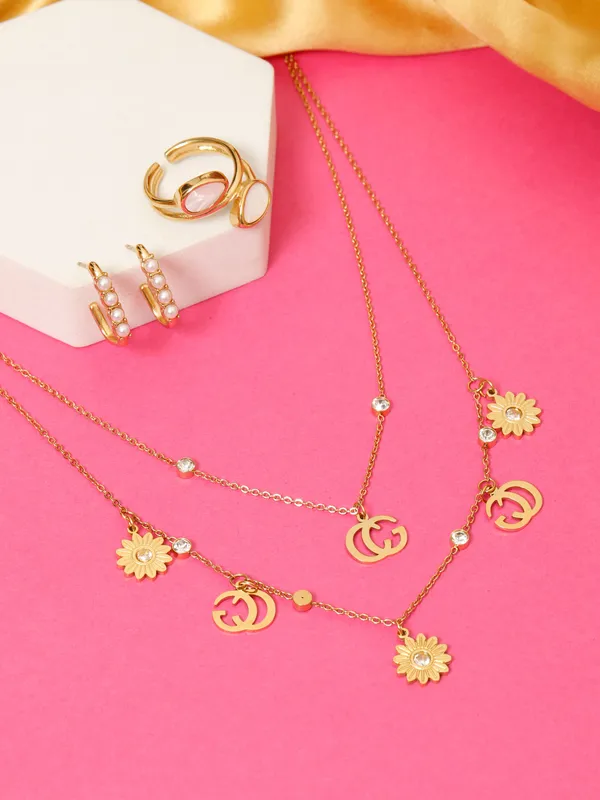 Demifine_Jewellery_Gold_Alloy_Premium_&_Elegant_Pendant_&_Rings_For_Women_&_Girls_(Set_Of_2)
