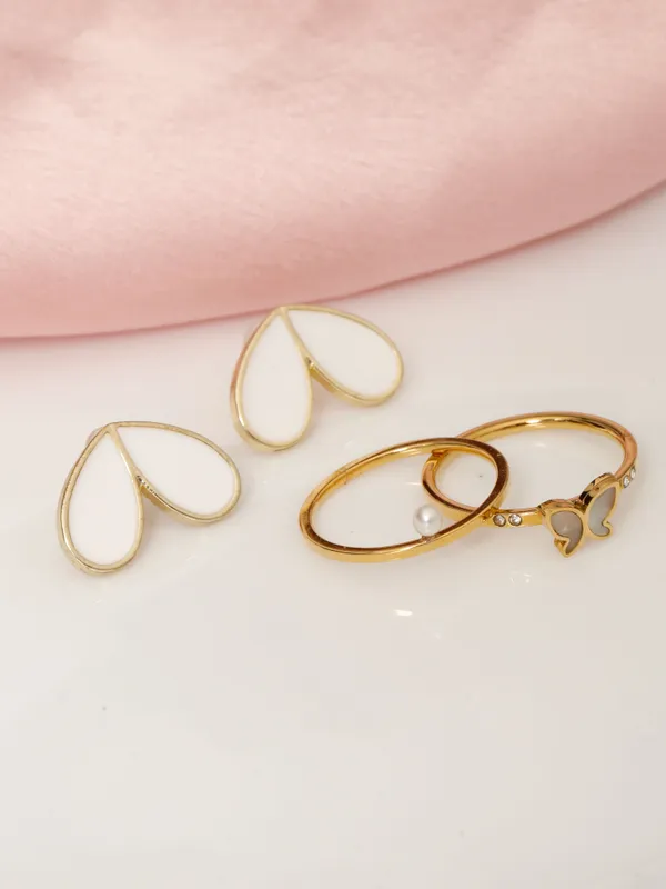 Demifine_Jewellery_White_&_Gold_Alloy_Premium_&_Elegant_Earrings_&_Rings_For_Women_&_Girls_(Set_Of_4)