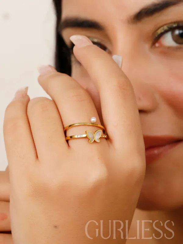 Demifine_Jewellery_White_&_Gold_Alloy_Premium_&_Elegant_Earrings_&_Rings_For_Women_&_Girls_(Set_Of_4)