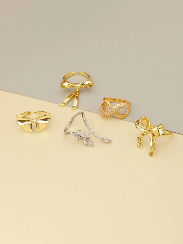 Demifine_Jewellery_Gold_&_Rose_Gold_Alloy_Premium_&_Elegant_Rings_For_Women_&_Girls_(Set_Of_5)