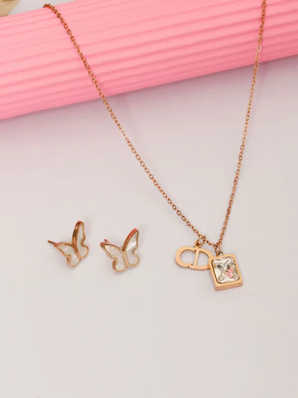 Demifine_Jewellery_Rose_Gold_Alloy_Premium_&_Elegant_Pendant_&_Earrings_For_Women_&_Girls_(Set_Of_3)