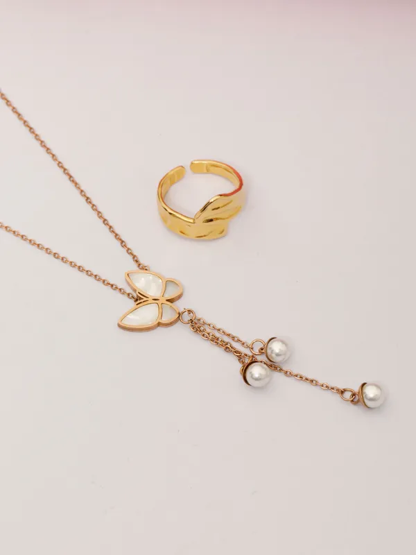 Demifine_Jewellery_Gold_&_Rose_Gold_Alloy_Premium_&_Elegant_Pendant_&_Rings_For_Women_&_Girls_(Set_Of_2)