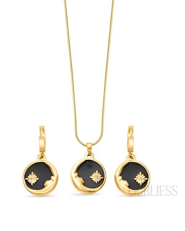 Demifine_Jewellery_Silver_&_Gold_&_Black_Stainless_Steel_Premium_&_Elegant_Pendant_&_Earrings_For_Women_&_Girls_(Set_Of_3)