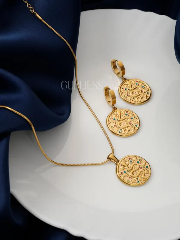 Demifine_Jewellery_Gold_Stainless_Steel_Premium_&_Elegant_Pendant_&_Earrings_For_Women_&_Girls_(Set_Of_3)